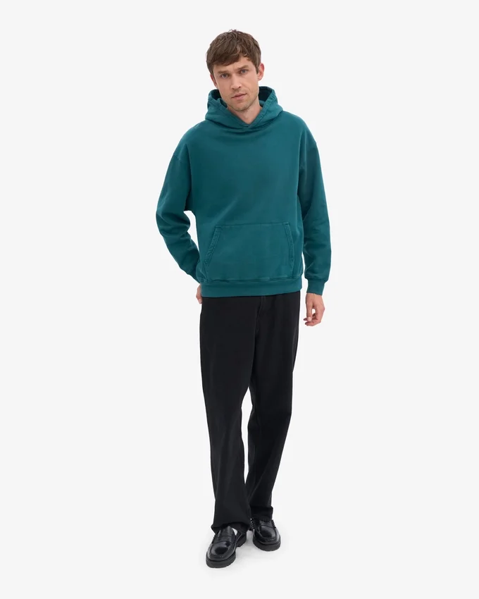 Sweat à capuche oversize bio - Vert océan