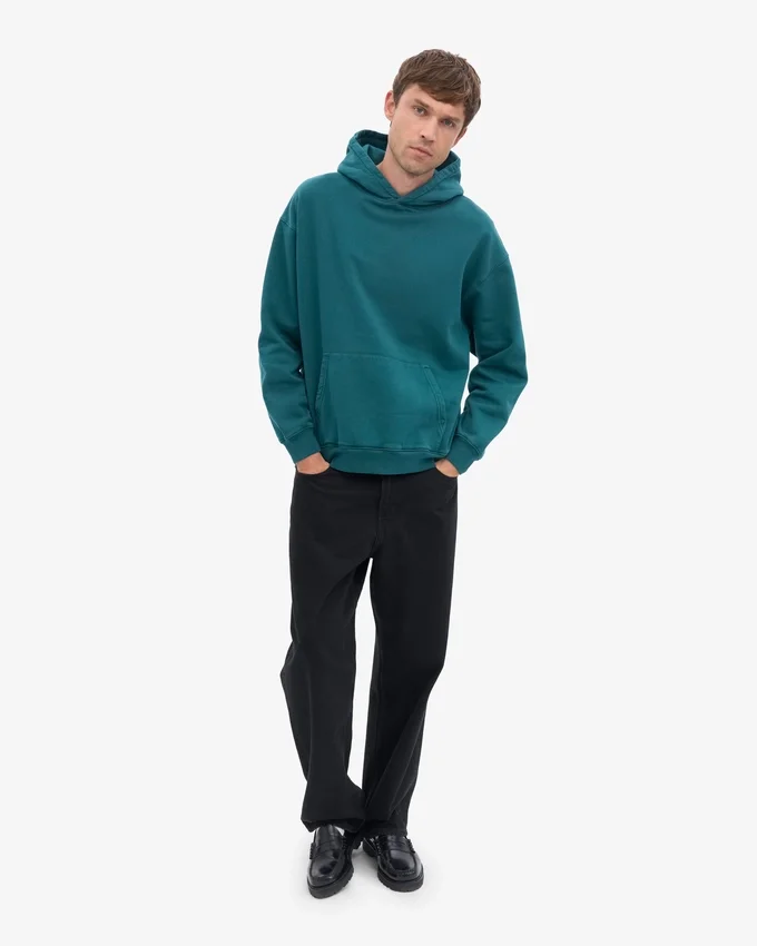 Sweat à capuche oversize bio - Vert océan