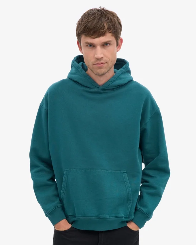 Sweat à capuche oversize bio - Vert océan