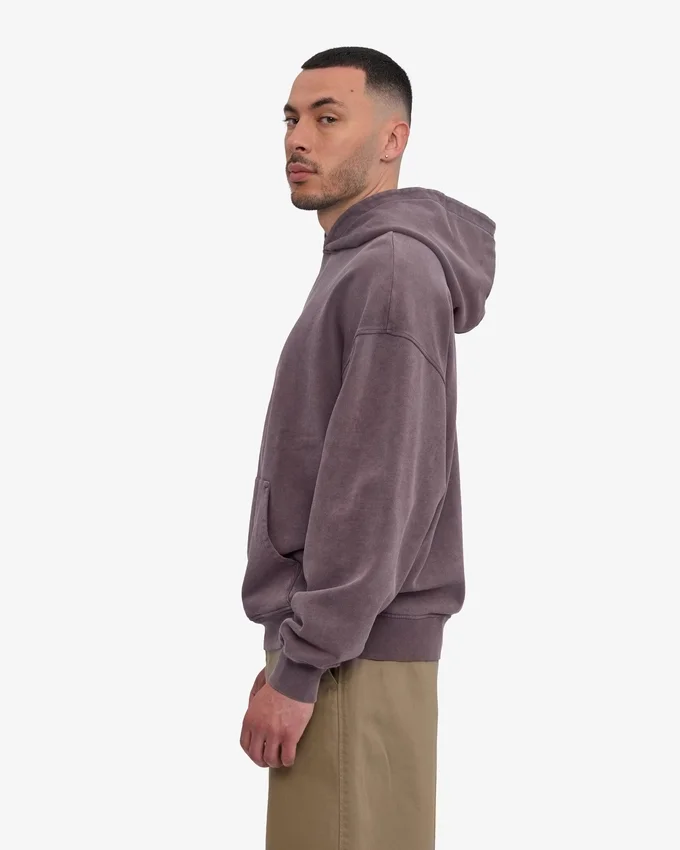 Sweat à capuche oversize bio - violet délavé