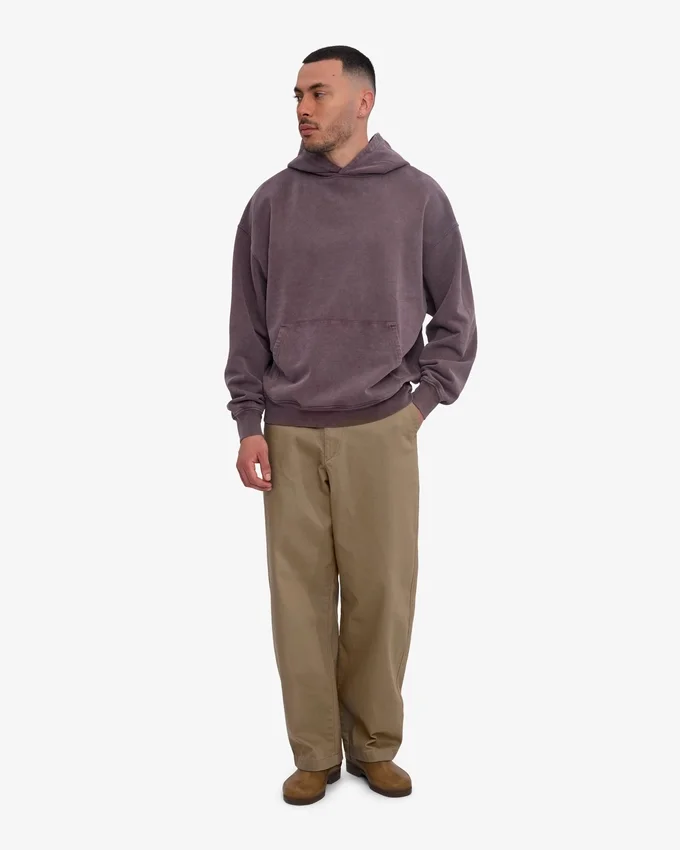 Sweat à capuche oversize bio - violet délavé