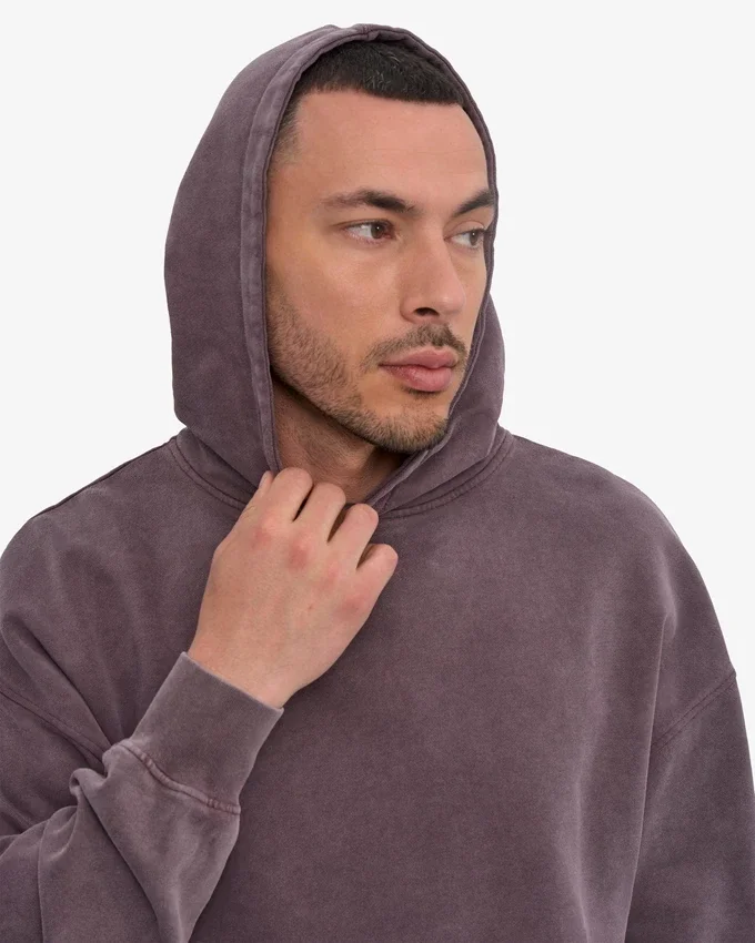 Sweat à capuche oversize bio - violet délavé