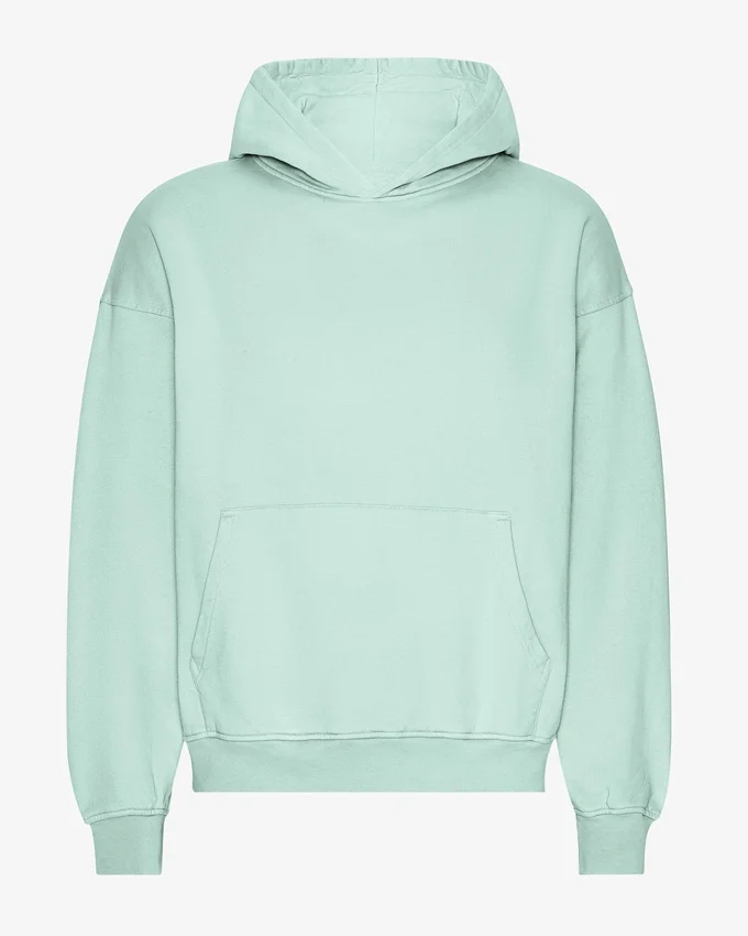Sweat à capuche oversize en coton bio - Aqua clair
