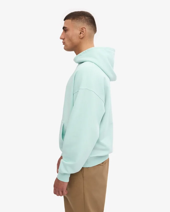 Sweat à capuche oversize en coton bio - Aqua clair