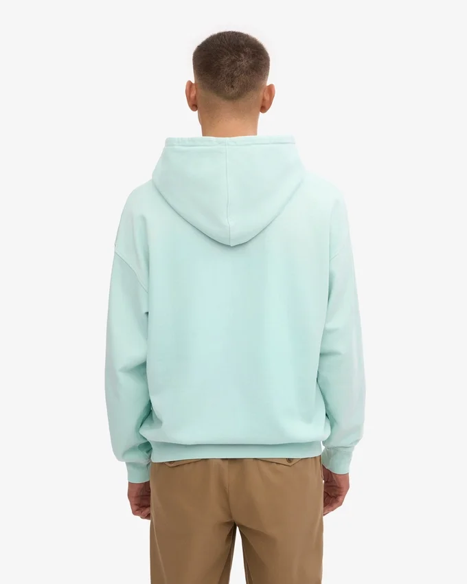 Sweat à capuche oversize en coton bio - Aqua clair