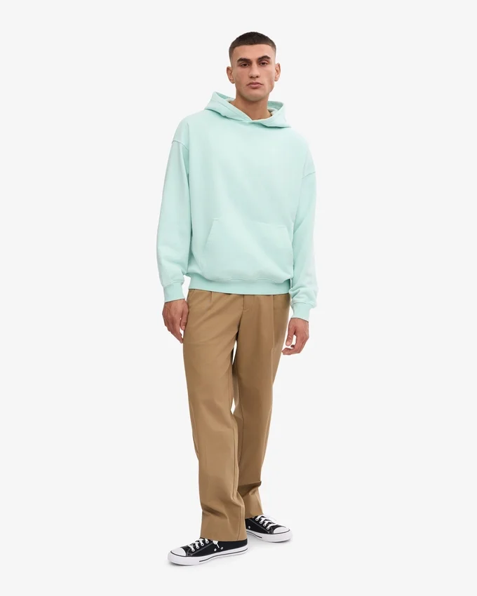 Sweat à capuche oversize en coton bio - Aqua clair