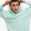 Sweat à capuche oversize en coton bio - Aqua clair