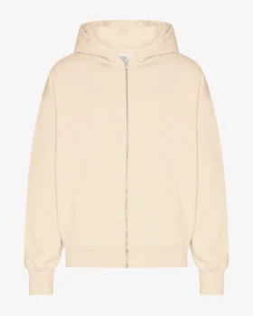 Sweat à capuche oversize en coton bio avec fermeture éclair - Blanc ivoire