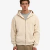 Sweat à capuche oversize en coton bio avec fermeture éclair - Blanc ivoire