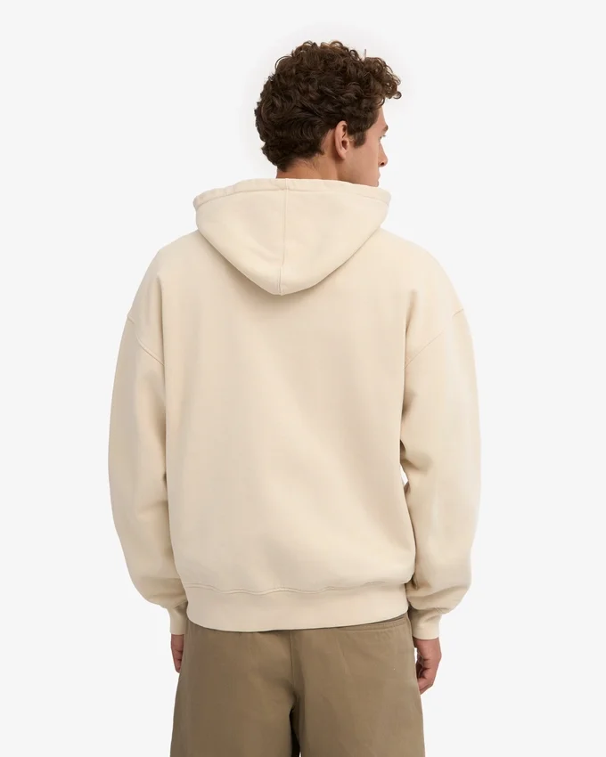 Sweat à capuche oversize en coton bio avec fermeture éclair - Blanc ivoire