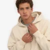 Sweat à capuche oversize en coton bio avec fermeture éclair - Blanc ivoire