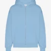 Sweat à capuche oversize en coton bio avec fermeture éclair - Bleu bord de mer