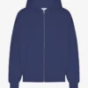 Sweat à capuche oversize en coton bio avec fermeture éclair - Bleu marine