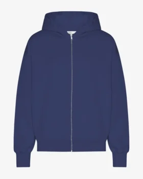 Sweat à capuche oversize en coton bio avec fermeture éclair - Bleu marine