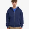Sweat à capuche oversize en coton bio avec fermeture éclair - Bleu marine