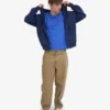 Sweat à capuche oversize en coton bio avec fermeture éclair - Bleu marine