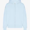 Sweat à capuche oversize en coton bio avec fermeture éclair - Bleu polaire