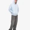 Sweat à capuche oversize en coton bio avec fermeture éclair - Bleu polaire