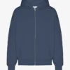 Sweat à capuche oversize en coton bio avec fermeture éclair - Bleu pétrole