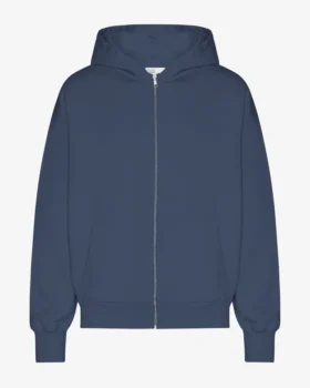 Sweat à capuche oversize en coton bio avec fermeture éclair - Bleu pétrole