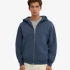 Sweat à capuche oversize en coton bio avec fermeture éclair - Bleu pétrole