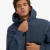 Sweat à capuche oversize en coton bio avec fermeture éclair - Bleu pétrole