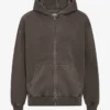 Sweat à capuche oversize en coton bio avec fermeture éclair - Faded Mud