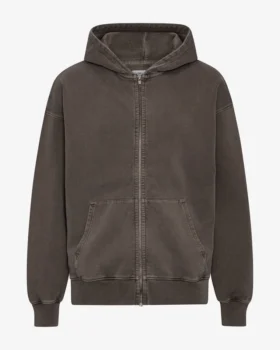 Sweat à capuche oversize en coton bio avec fermeture éclair - Faded Mud