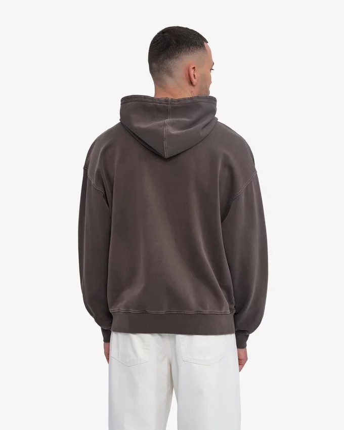 Sweat à capuche oversize en coton bio avec fermeture éclair - Faded Mud