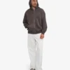 Sweat à capuche oversize en coton bio avec fermeture éclair - Faded Mud