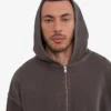 Sweat à capuche oversize en coton bio avec fermeture éclair - Faded Mud
