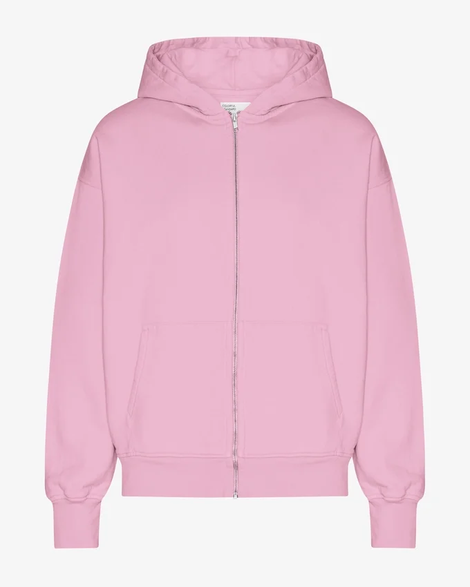 Sweat à capuche oversize en coton bio avec fermeture éclair - Fleur de cerisier