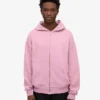 Sweat à capuche oversize en coton bio avec fermeture éclair - Fleur de cerisier