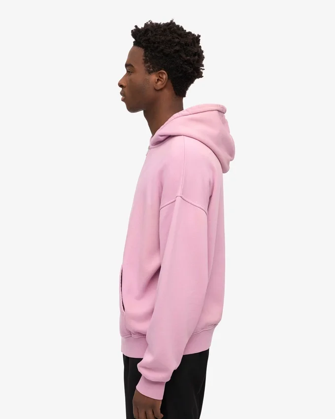 Sweat à capuche oversize en coton bio avec fermeture éclair - Fleur de cerisier