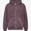 Sweat à capuche oversize en coton bio avec fermeture éclair - Grape délavé
