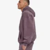 Sweat à capuche oversize en coton bio avec fermeture éclair - Grape délavé