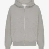 Sweat à capuche oversize en coton bio avec fermeture éclair - Gris chiné
