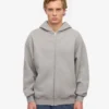 Sweat à capuche oversize en coton bio avec fermeture éclair - Gris chiné