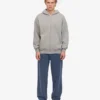 Sweat à capuche oversize en coton bio avec fermeture éclair - Gris chiné