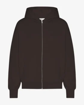 Sweat à capuche oversize en coton bio avec fermeture éclair - Marron café