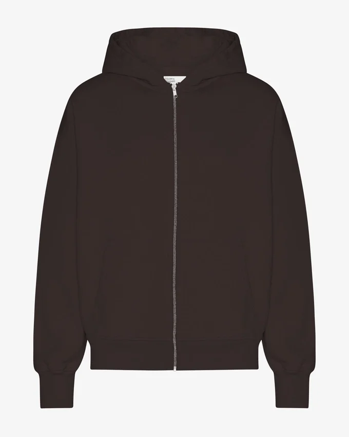 Sweat à capuche oversize en coton bio avec fermeture éclair - Marron café