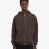 Sweat à capuche oversize en coton bio avec fermeture éclair - Marron café
