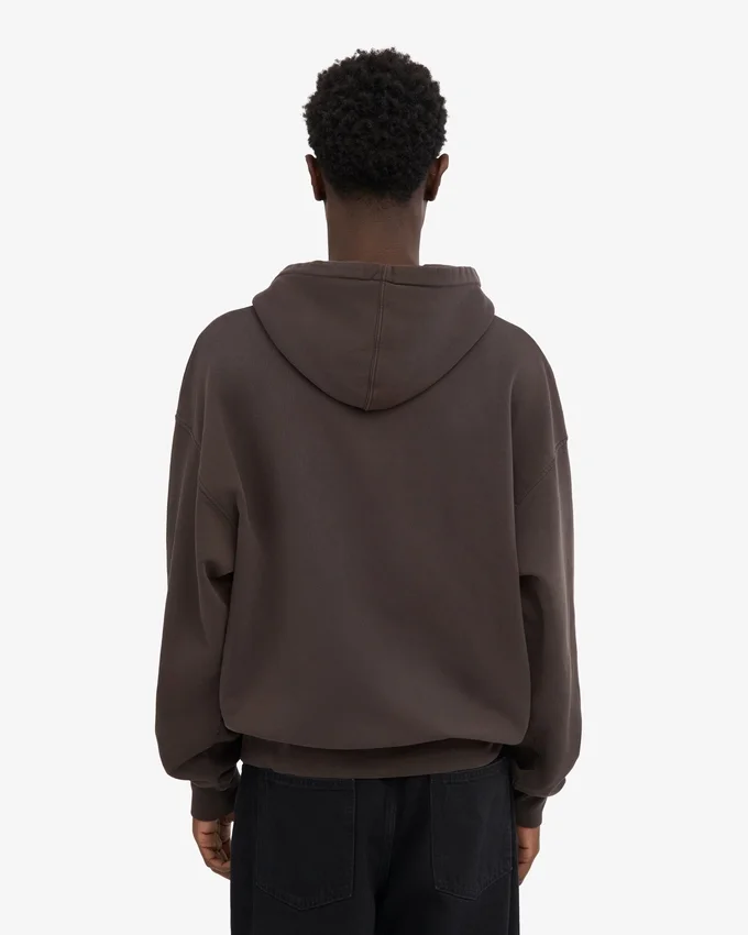 Sweat à capuche oversize en coton bio avec fermeture éclair - Marron café