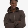 Sweat à capuche oversize en coton bio avec fermeture éclair - Marron café