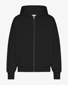 Sweat à capuche oversize en coton bio avec fermeture éclair - Noir intense