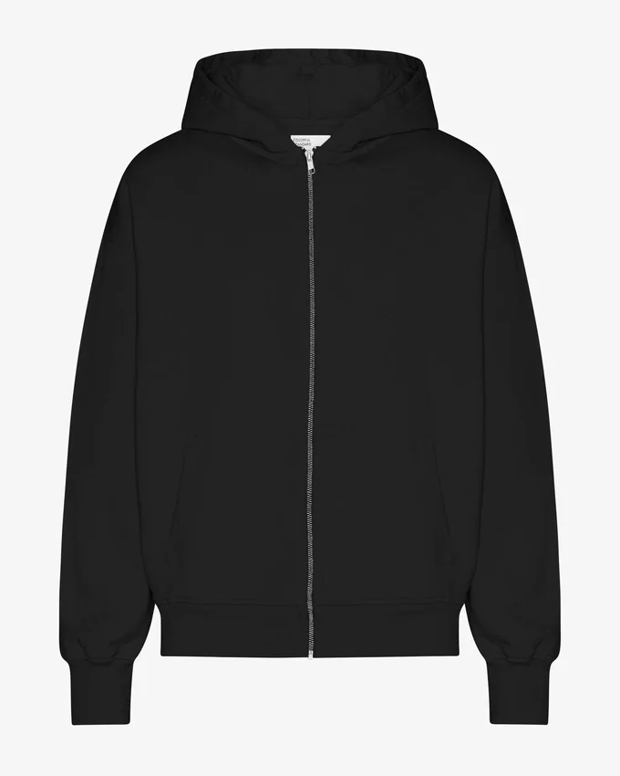 Sweat à capuche oversize en coton bio avec fermeture éclair - Noir intense