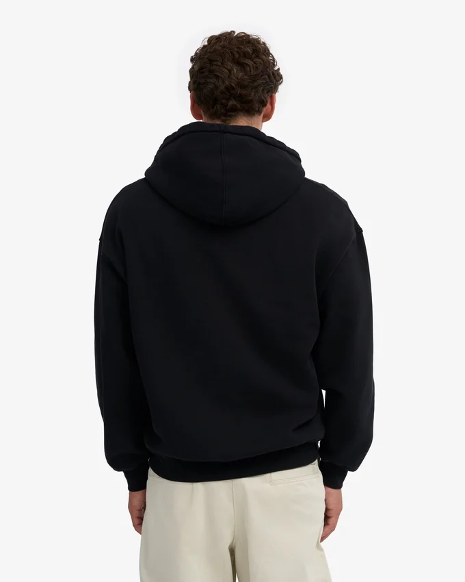 Sweat à capuche oversize en coton bio avec fermeture éclair - Noir intense