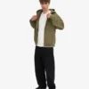 Sweat à capuche oversize en coton bio avec fermeture éclair - Olive poussiéreux