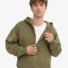 Sweat à capuche oversize en coton bio avec fermeture éclair - Olive poussiéreux