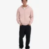 Sweat à capuche oversize en coton bio avec fermeture éclair - Rose délavé